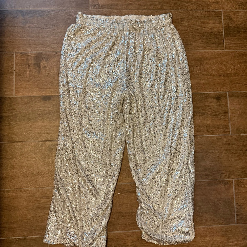 Kids Sparkly Silver Sequin Pants